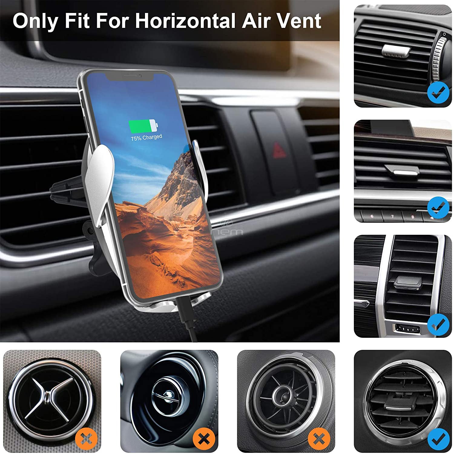 Universal Wireless Car Phone Charger Mount Holder Automatic Clamping - Image 2